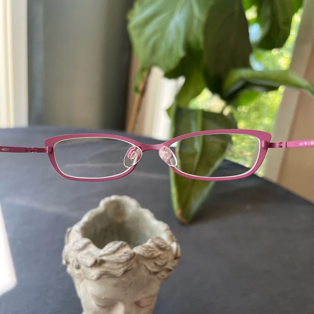 Bevel Eyeglasses Debbie Pink Berry Frame Case Japan 46-17 Titanium Vintage Y2K